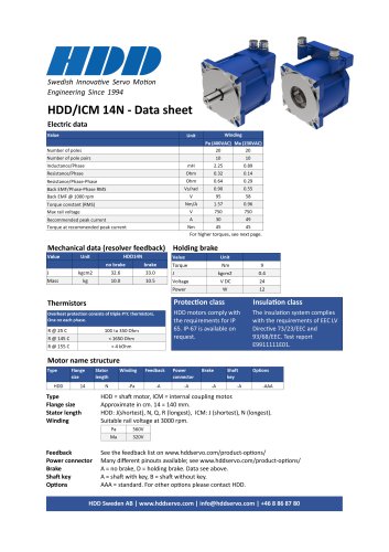 HDD/ICM 14N - Data sheet