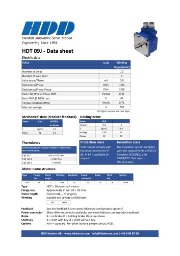 HDT 09J - Data sheet