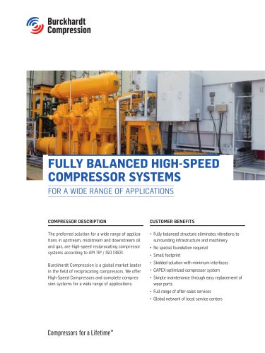 FULLY BALANCED HIGH-SPEED COMPRESSOR SYSTEMS