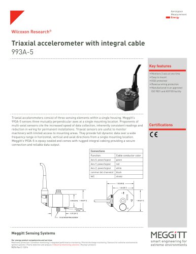 993A-5 triaxial sensor with integral cable