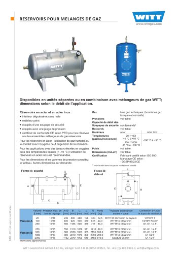 RESERVOIRS POUR MELANGES DE GAZ