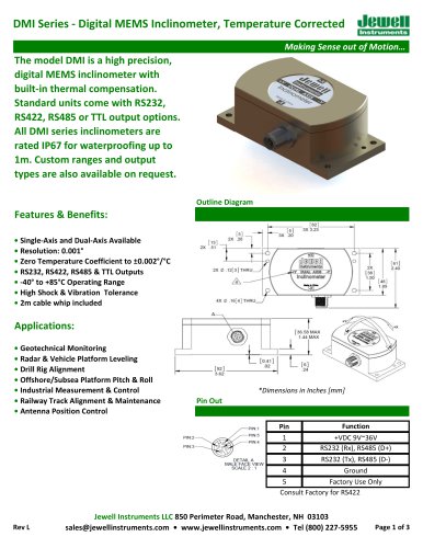 DMI Digital MEMS Inclinometer Datasheet