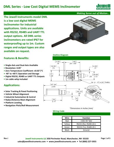 DML Digital MEMS Inclinometer Datasheet