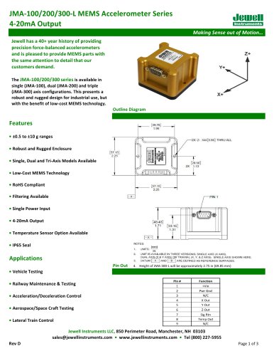 JMA-100/200/300-L 4-20mA Output Datasheet