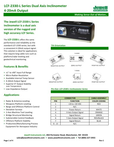 LCF-2330-L 4-20mA Output Inclinometer Datasheet