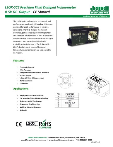 LSOX-S, 0-5 VDC Output, CE Marked