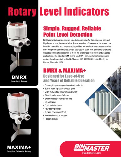 BinMaster BMRX Rotary Level Indicator Brochure