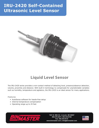 IRU-2420 Self-Contained Ultrasonic Level Sensor Brochure