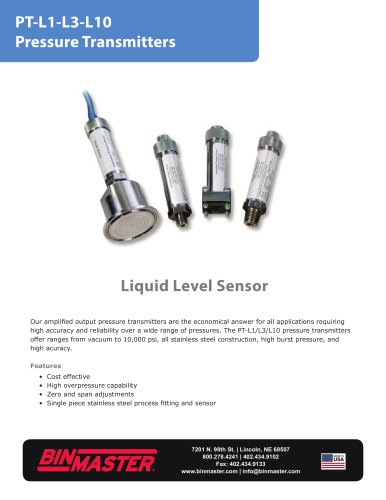 PT-L Pressure Transmitter Brochure