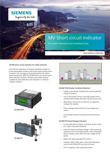 MV-Short circuit indicator For cable networks and overhead lines