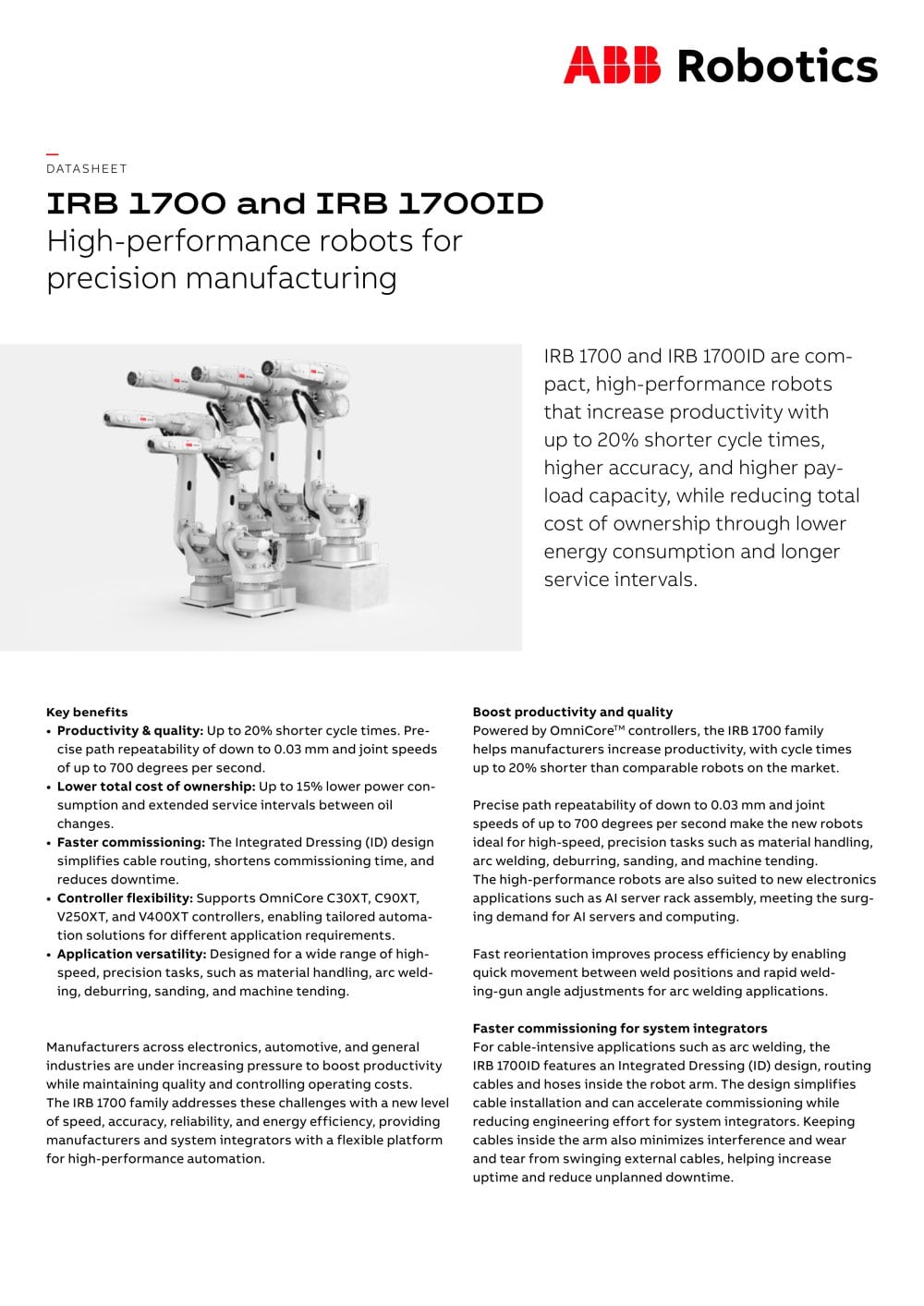IRB 1700 and IRB 1700ID - ABB Robotics