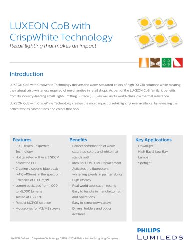 LUXEON CoB with CrispWhite Technology