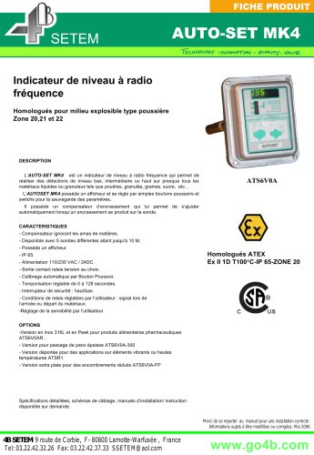 4B - AutoSet Indicateur de niveau a radiofrequence