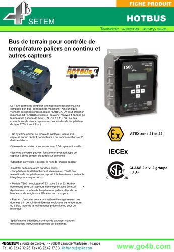 4B Hotbus- Bus de terrain pour controle de temperature palier en continu et autres capteurs