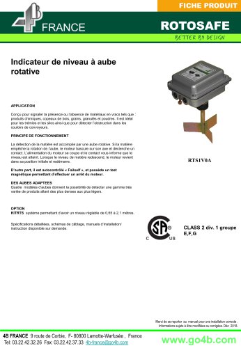 4B - Rotosafe -Indicateur de niveau a aube rotatif failsafe