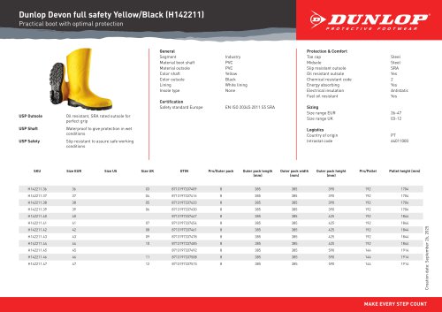 Dunlop Devon full safety Yellow/Black 