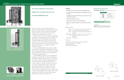 Models 3909 Extensometer for Simple Performance Testing of Asphalt