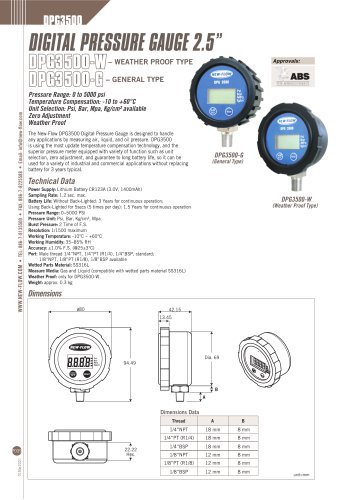 2.5" Digital Pressure Gauge - DPG3500