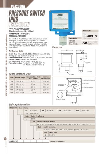 Diaphragm Pressure Switch-PSA2000W