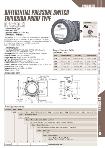 Differential Pressure Switch - DPS-2300X