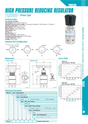 Pressure Reducing Regulator PRU-150