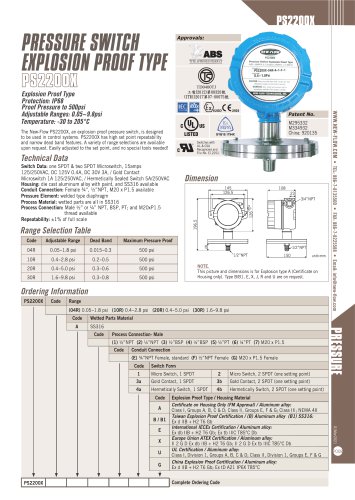 PS2200X Pressure Switch