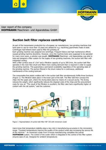 Suction belt filter replaces centrifuge