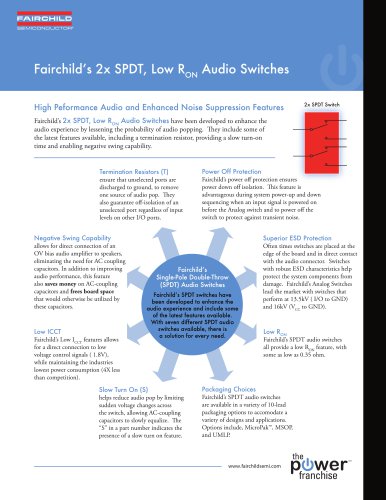 Fairchild's 2X SPDT Low RON Audio Switches