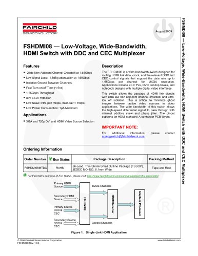 FSHDMI08 Wide-Bandwidth Differential Signaling HDMI Switch