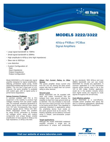 Model 3222/3322 40Vpp PXIBus/PCIBus Signal Amplifiers