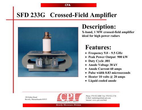 Crossed-Field Amplifiers SFD233G