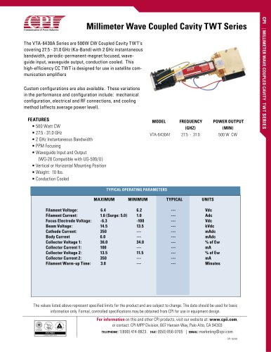 CW Products - Ka-Band VTA-6430A1