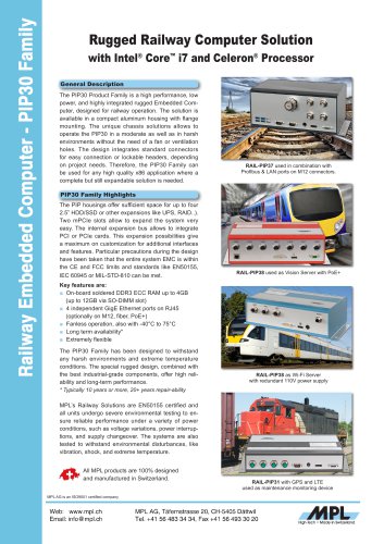 RAIL-PIP30 Rugged Railway Computer Solution with Intel Core i7 and Celeron Processor