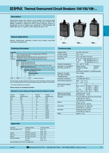 ZYB10 E-T-A P106 40MA RESETABLE THERMAL CIRCUIT BREAKER