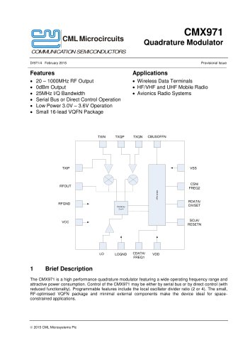 CMX971 Quadrature Modulator