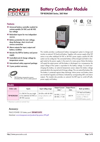 TRACOPOWER TSP-BCMU battery