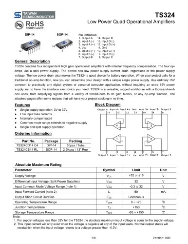 TS324 Low Power Quad Operational Amplifiers