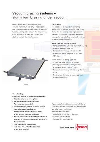 Vacuum brazing systems - Aluminium brazing under vacuum