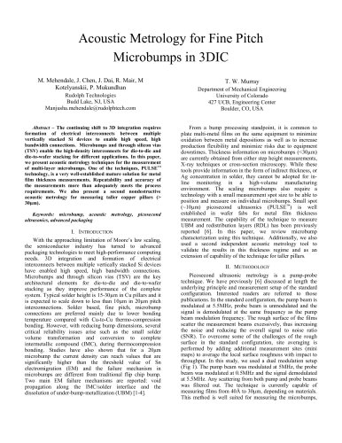 Acoustic Metrology for Fine Pitch Microbumps in 3DIC