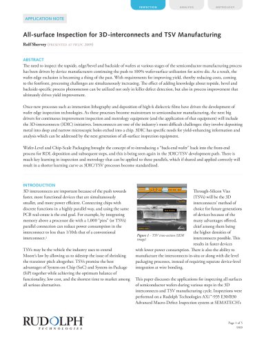 All-surface Inspection for 3D-interconnects and TSV Manufacturing