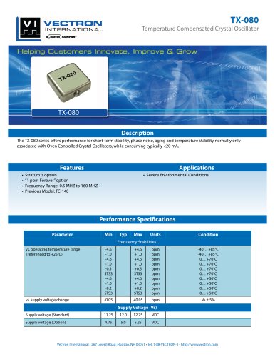 TX-080 Temperature Controlled Crystal Oscillators (TCXO)