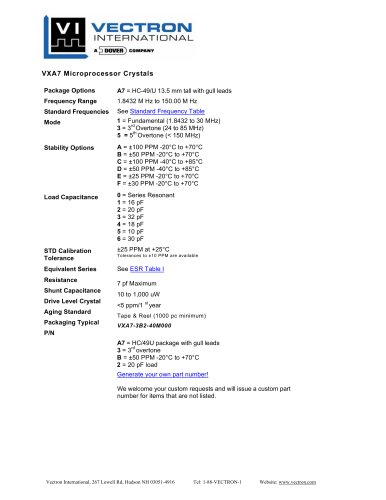 VXA7 Standard Crystal