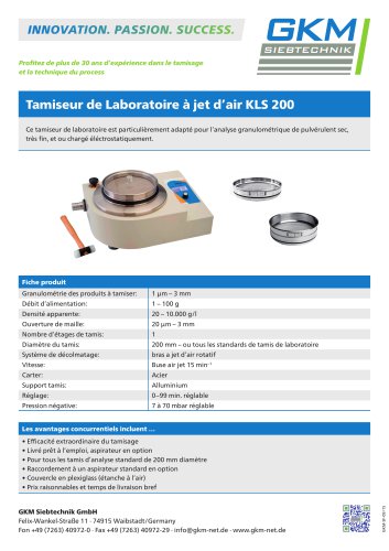 Tamiseur de Laboratoire à jet d’air KLS 200