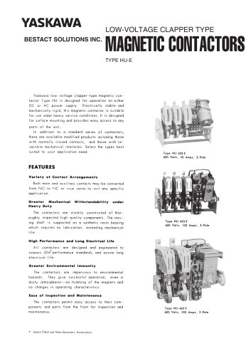 Yaskawa Magnetic Contactor HU-E series