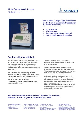 Amperometric Detector EC3000 brochure