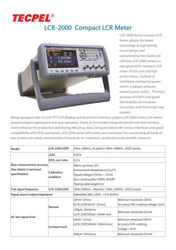 Digital Bench Top LCR Meter 100KHz, 200KHz