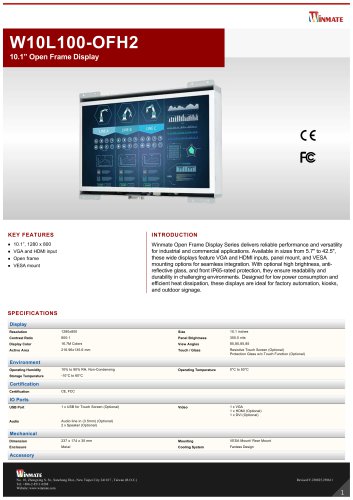 10.1&rdquo; Open Frame Display W10L100-OFH2