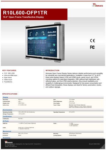 10.4&rdquo; Open Frame Transflective Display R10L600-OFP1TR