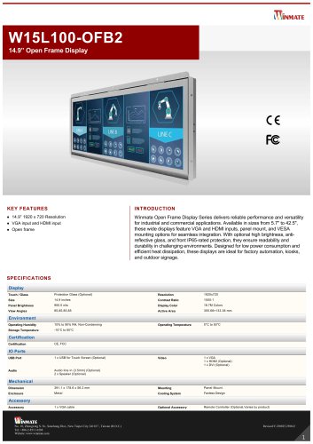 14.9&rdquo; Open Frame Display W15L100-OFB2