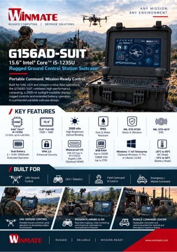 15.6&rdquo; Intel&reg; Core&trade; i5-1235U Rugged Ground Control Station Suitcase G156AD-SUIT